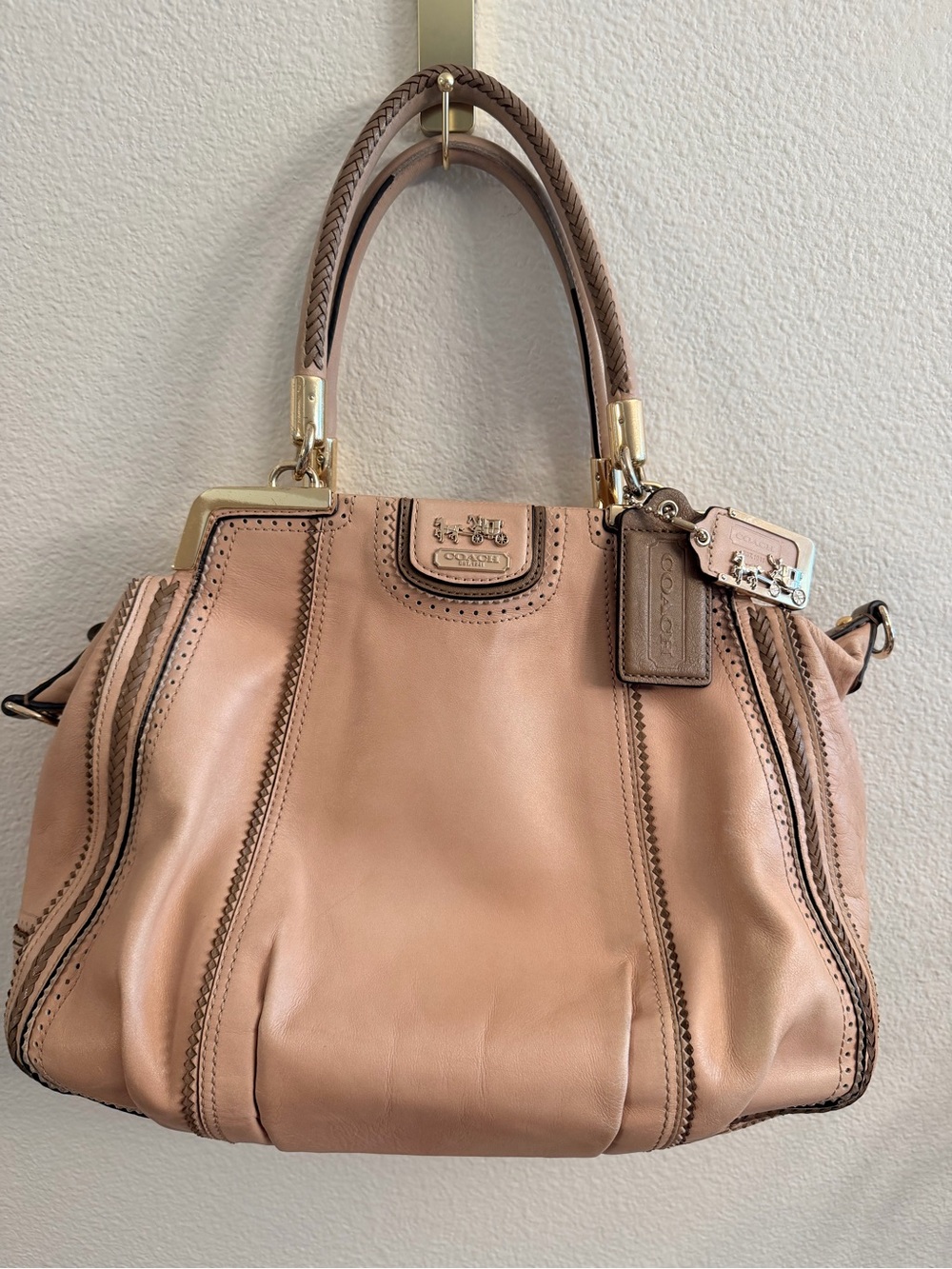 Coach Madison Pinnacle Lily 23428 Blush Leather Satchel Gold Hardware